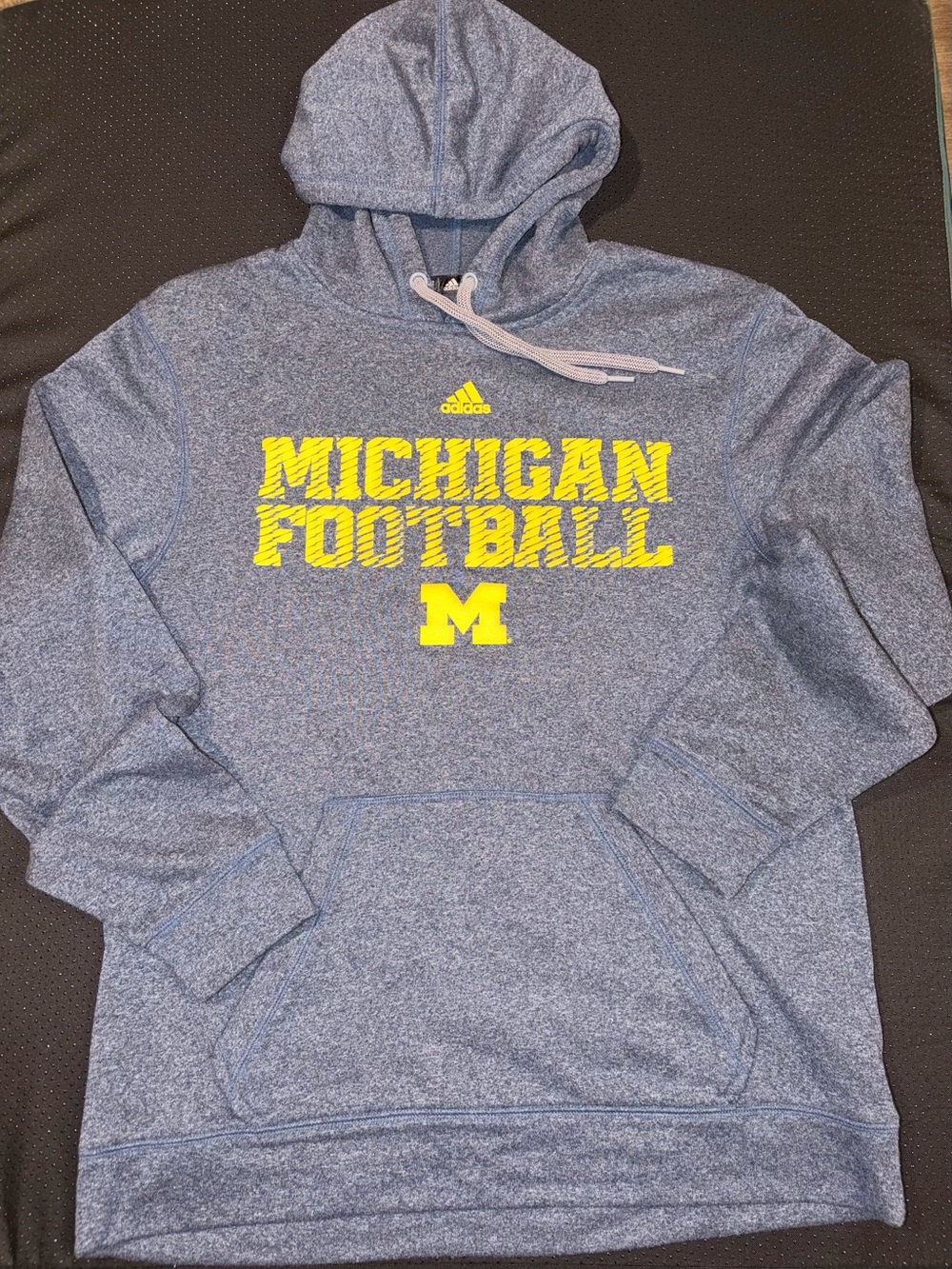 Adidas Michigan Football Hoodie Sweatshirt Size Medium Navy Blue/Gray